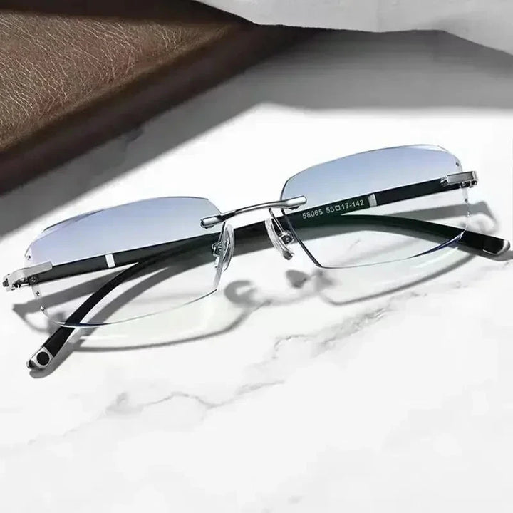 Luxury Diamond Cutting Reading Glasses Men Business Rimless Eyeglasses Women Color Changing Presbyopia Eyewear Lanus Store 