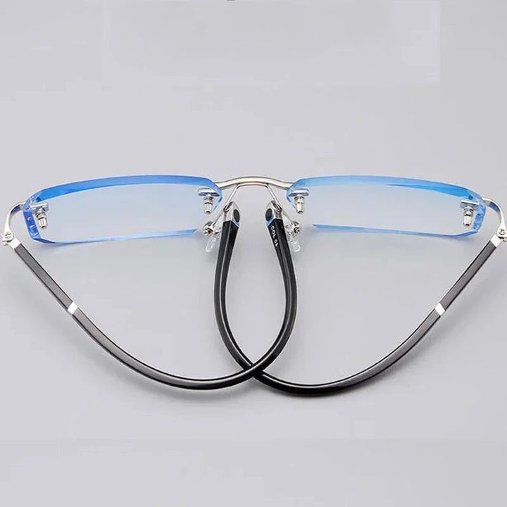 Luxury Diamond Cutting Reading Glasses Men Business Rimless Eyeglasses Women Color Changing Presbyopia Eyewear Lanus Store 