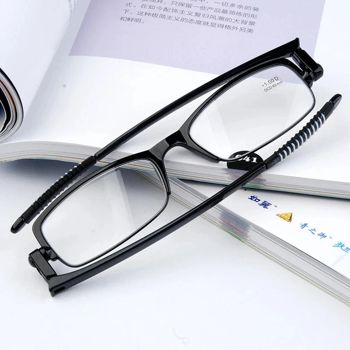 Óculos de Leitura Dobráveis TR90 Ultra Leves Premium Lanus Store Preto +100 