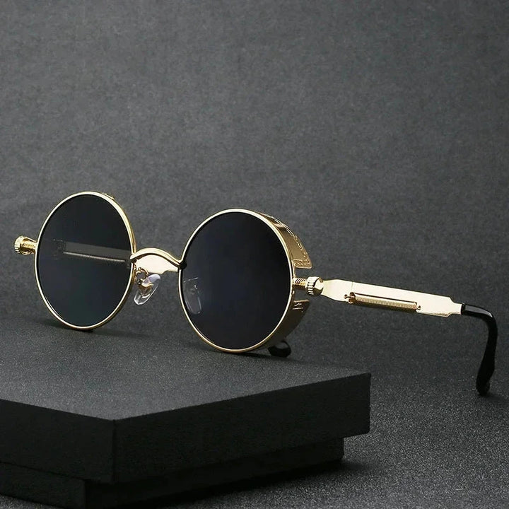 Óculos de Sol Steampunk Redondos Retro Unissex - Estilo e Exclusividade Lanus Store 