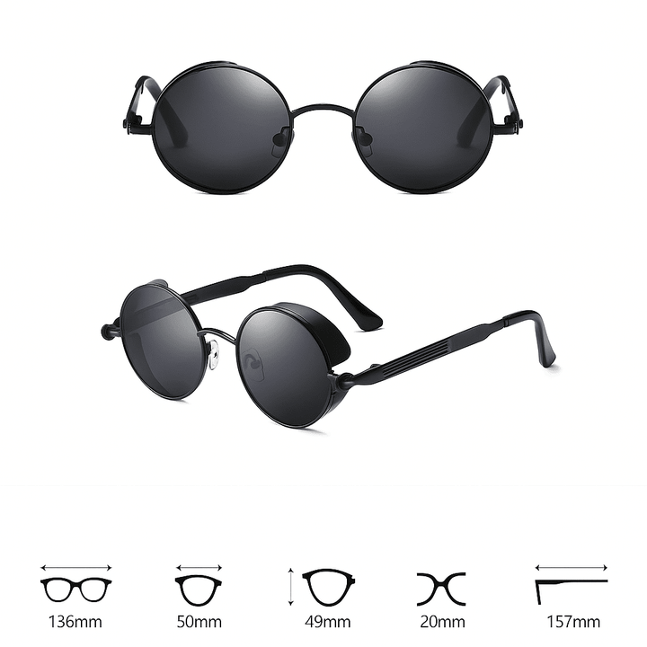 Óculos de Sol Steampunk Redondos Retro Unissex - Estilo e Exclusividade Lanus Store 