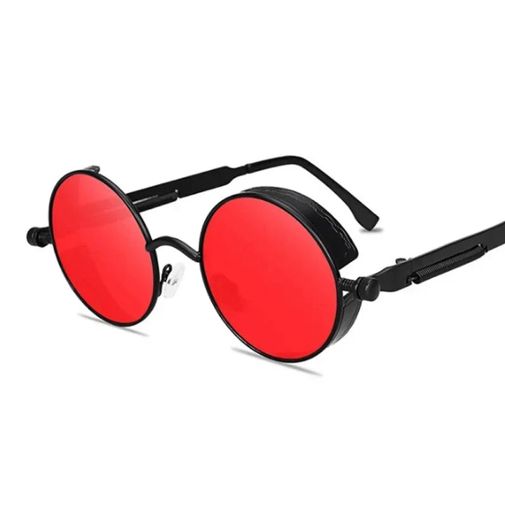 Óculos de Sol Steampunk Redondos Retro Unissex - Estilo e Exclusividade Lanus Store Black Red 