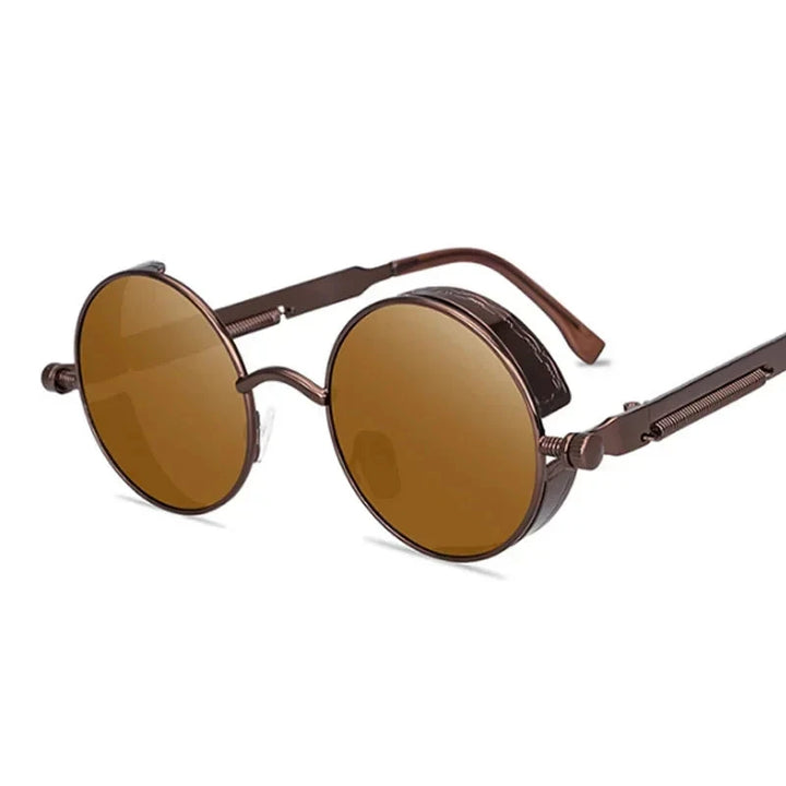 Óculos de Sol Steampunk Redondos Retro Unissex - Estilo e Exclusividade Lanus Store Brown Brown 