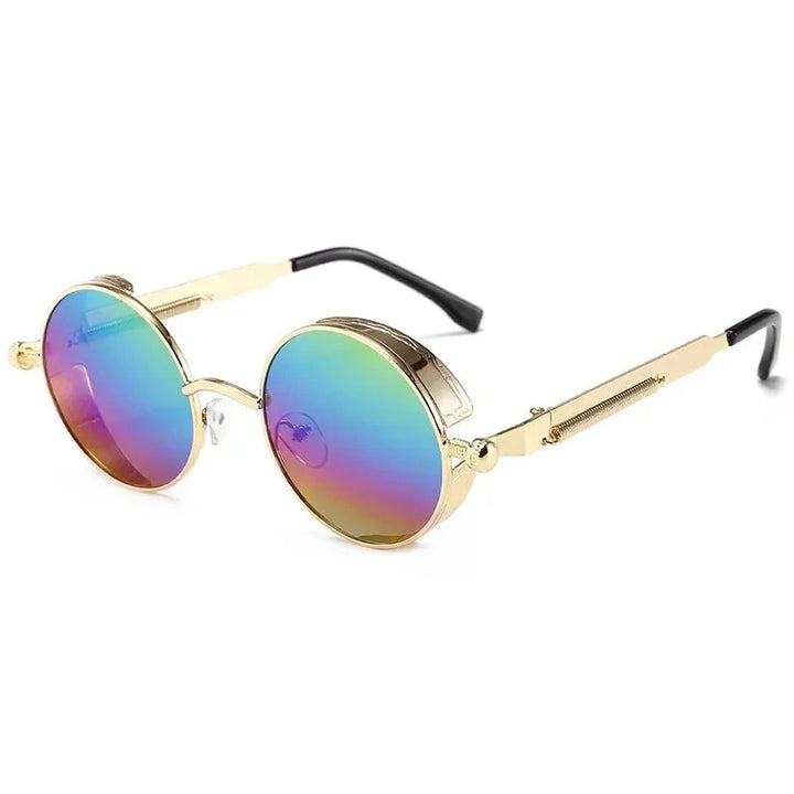 Óculos de Sol Steampunk Redondos Retro Unissex - Estilo e Exclusividade Lanus Store Rainbow 