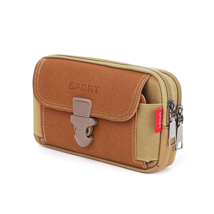 Bolsa de Cintura Masculina Multifuncional Lanus Store Bolsa de Cintura Marrom Horizontal China 