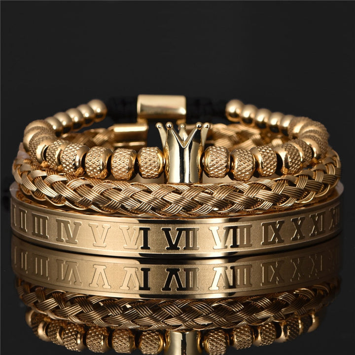 Bracelete Masculino Romano De Luxo Lanus Store Bracelete Masculino Dourado 