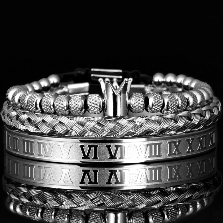 Bracelete Masculino Romano De Luxo Lanus Store Bracelete Masculino Prata 