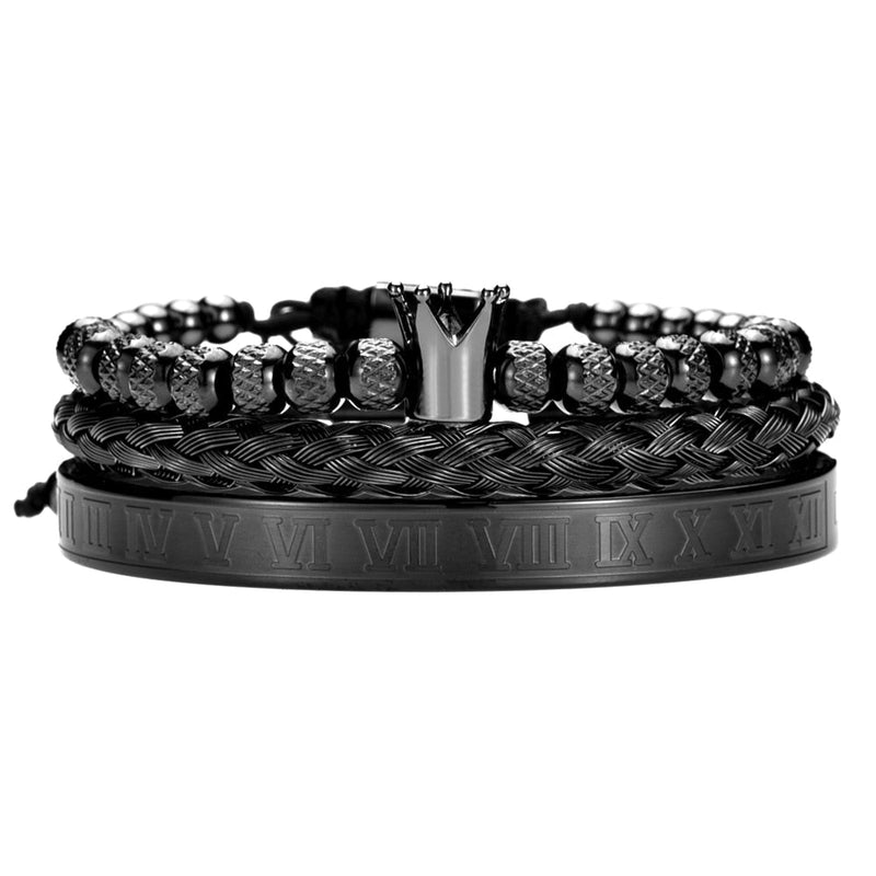 Bracelete Masculino Romano De Luxo Lanus Store Bracelete Masculino Preto 