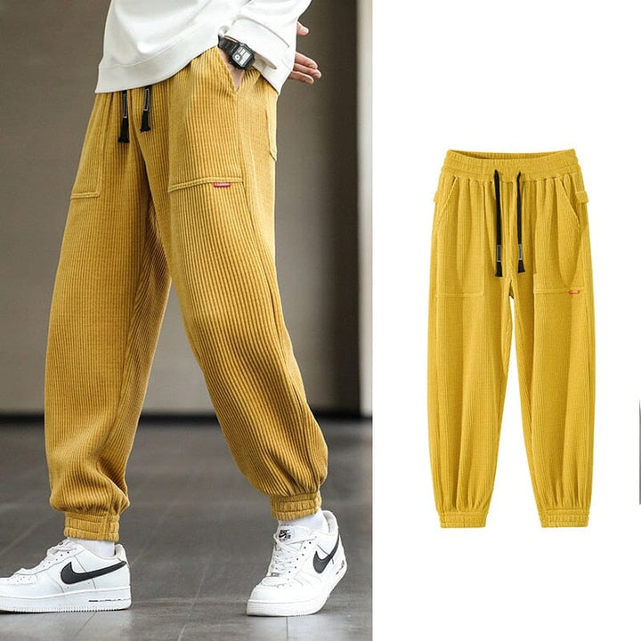 Calça Jogger Moletom Masculina Street Casual Ref0006 Lanus Store PP Calça Jogger Moletom Masculina Amarela 