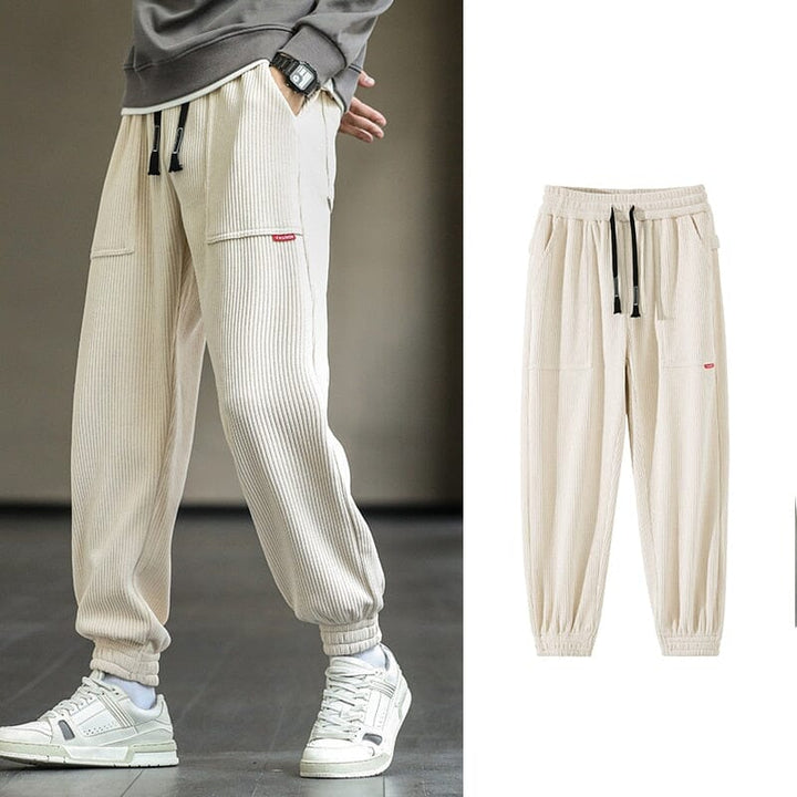 Calça Jogger Moletom Masculina Street Casual Ref0006 Lanus Store PP Calça Jogger Moletom Masculina Bege 