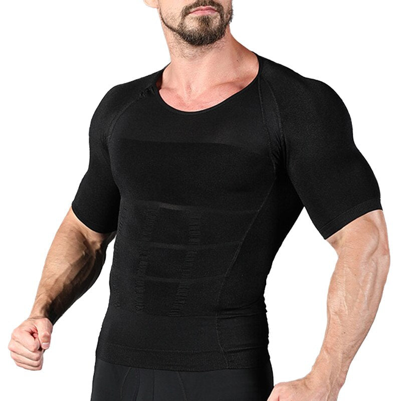 Camisa de Compressão Masculina Modeladora para Homens Lanus Store Camisa Preta P 