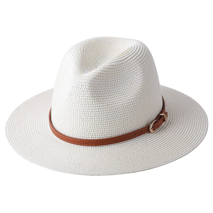 Chapéu Panamá Feminino Com Tira Simples De Palha Lanus Store Chapéu Panamá Branco Leite Tira Simples 56-58cm 