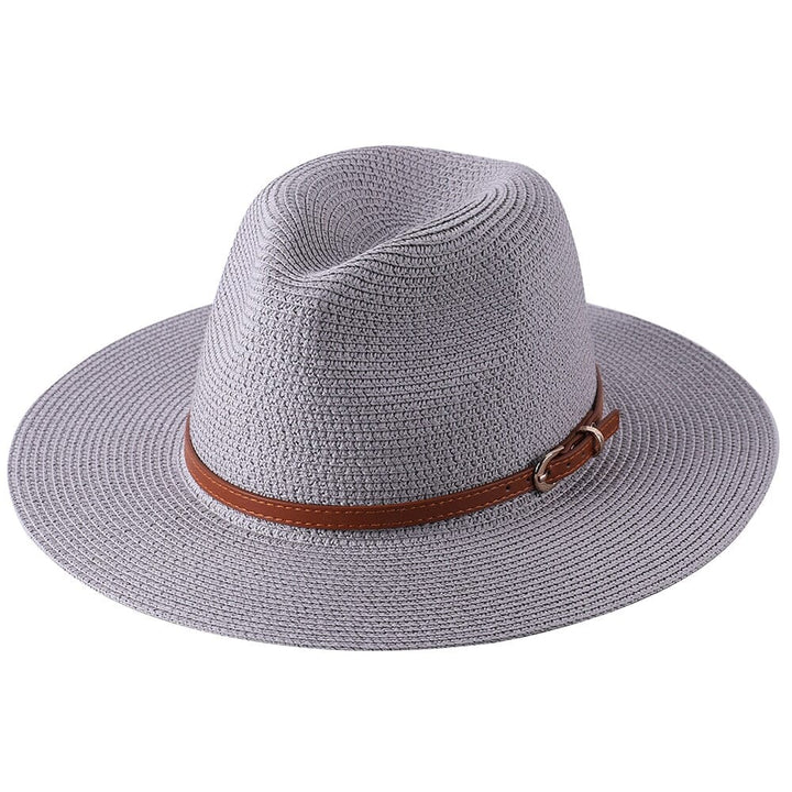Chapéu Panamá Feminino Com Tira Simples De Palha Lanus Store Chapéu Panamá Cinza Tira Simples 56-58cm 