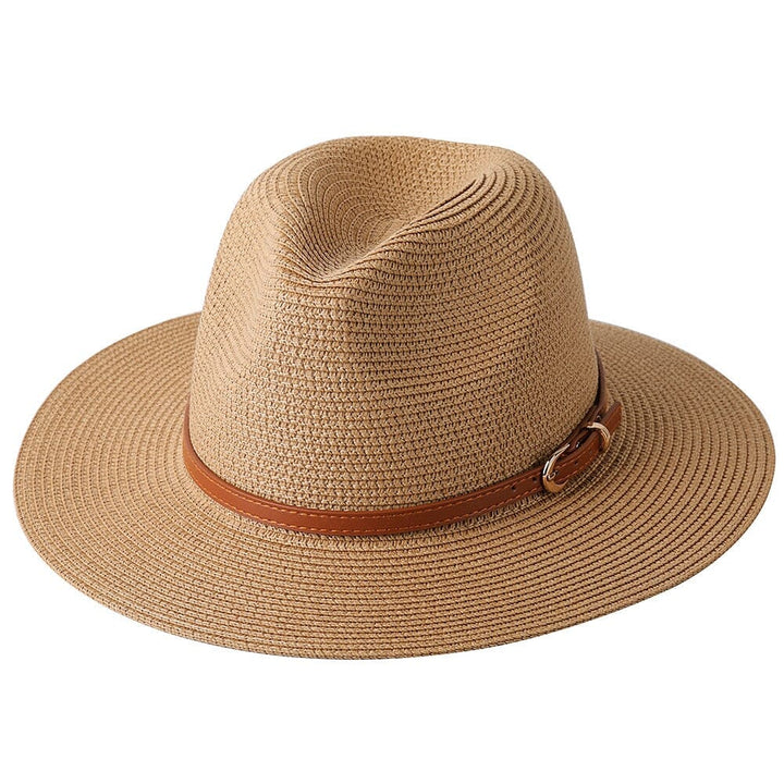 Chapéu Panamá Feminino Com Tira Simples De Palha Lanus Store Chapéu Panamá Marrom Claro Tira Simples 56-58cm 