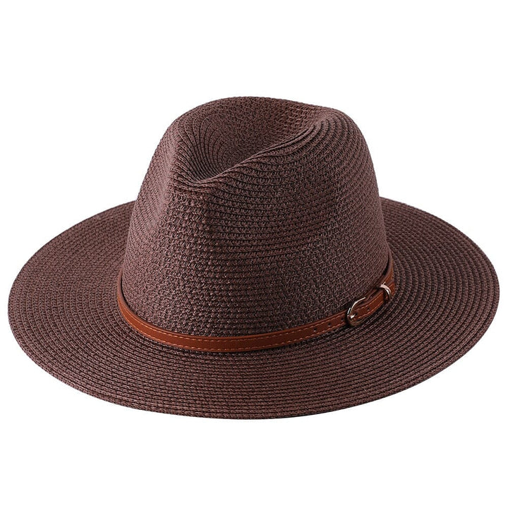 Chapéu Panamá Feminino Com Tira Simples De Palha Lanus Store Chapéu Panamá Marrom Tira Simples 56-58cm 
