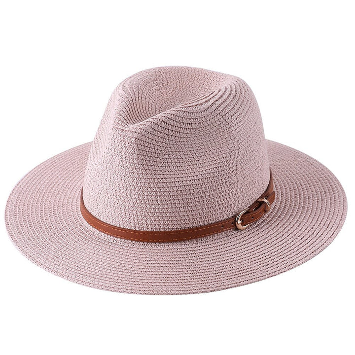 Chapéu Panamá Feminino Com Tira Simples De Palha Lanus Store Chapéu Panamá Rosa Tira Simples 56-58cm 