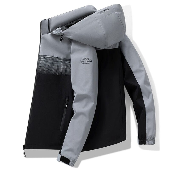 Jaqueta Corta Vento Masculina Com Capuz REF0002 Lanus Store Jaqueta Corta Vento Masculina Cinza Com Preta PP 