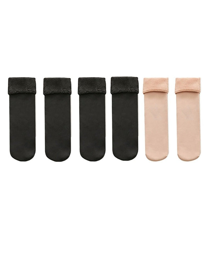Meia Térmica Kit Com 3 Meia Nuvem Pés Quentinhos Lanus Store 2 x black-1 x skin 