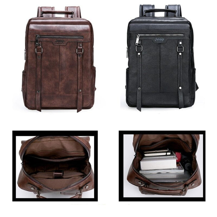 Mochila Jeep Casual de Couro - Bolsa Para Viagem, Notebook Lanus Store 