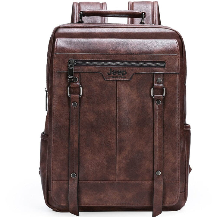 Mochila Jeep Casual de Couro - Bolsa Para Viagem, Notebook Lanus Store Mochila Jeep Marrom China 
