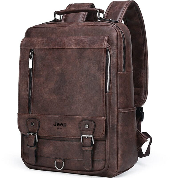 Mochila Jeep de Couro - Notebook 15.6, Negócios Fashion Lanus Store Mochila Jeep Marrom 