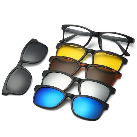 Óculos 6 em 1 Clip On Magnético Modelos Quadrado e Redondo Lanus Store 