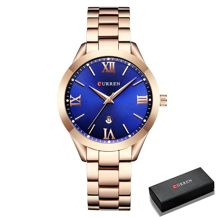 Relógio Curren Feminino 9007 Original Lanus Store Rose com Azul 