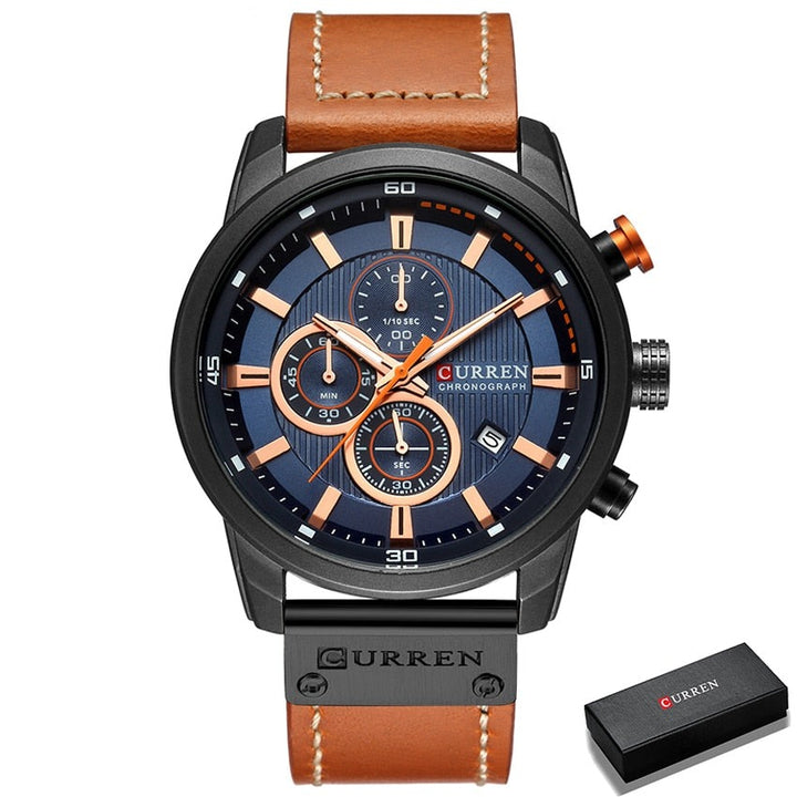 Relógio Curren Original Cronógrafo Masculino Lanus Store Preto com Azul 