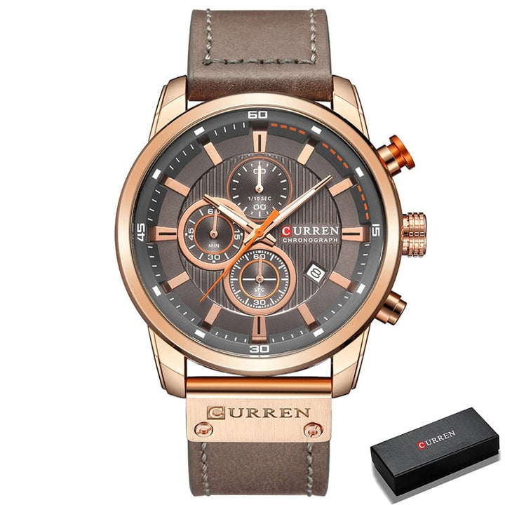 Relógio Curren Original Cronógrafo Masculino Lanus Store Rose com Cinza 