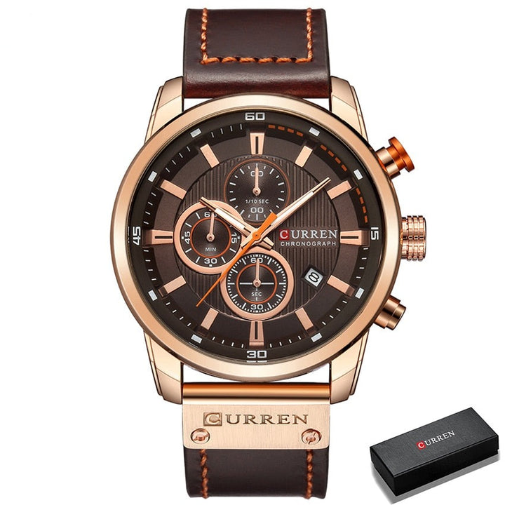Relógio Curren Original Cronógrafo Masculino Lanus Store Rose com Marrom 