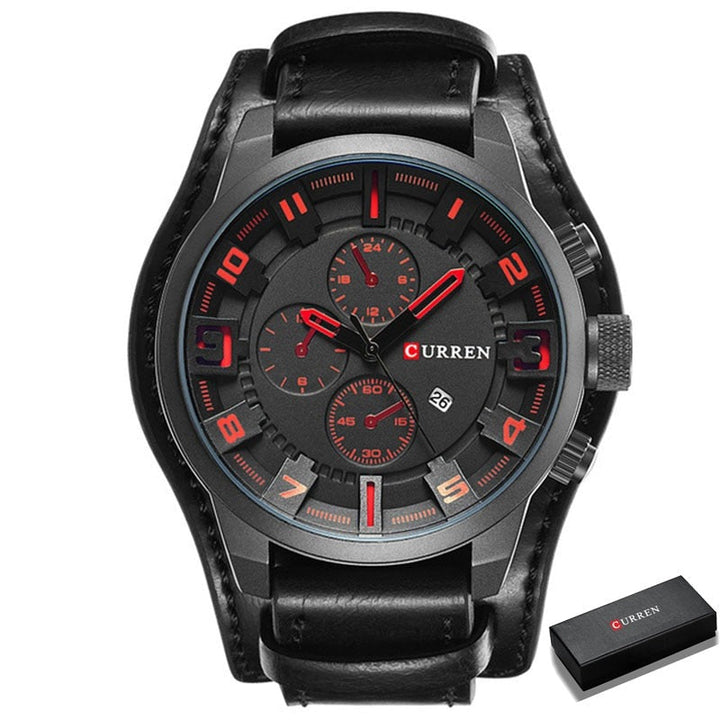 Relógio Curren Original Masculino de Couro Lanus Store Preto 
