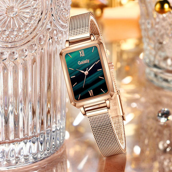 Relógio De Pulso Quadrado Feminino Quartzo Com Pulseira Lanus Store 