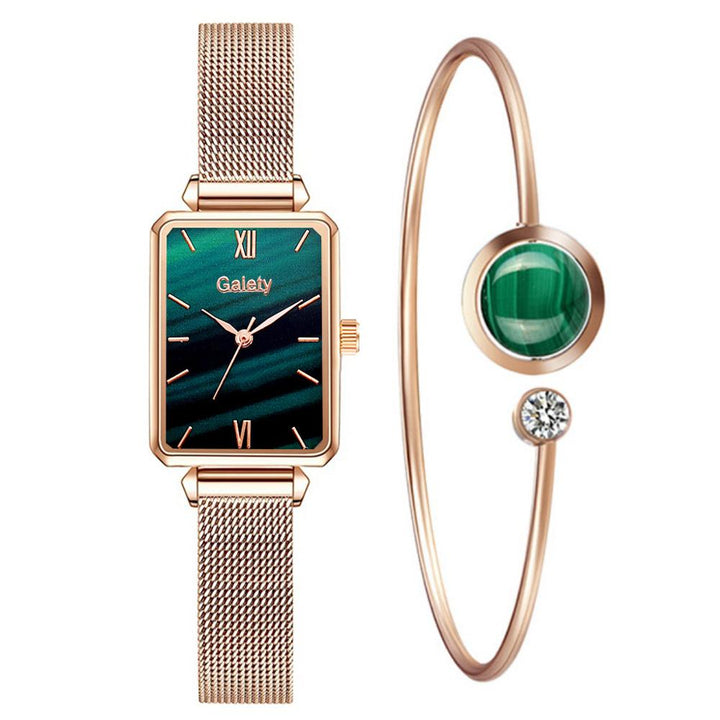 Relógio De Pulso Quadrado Feminino Quartzo Com Pulseira Lanus Store 