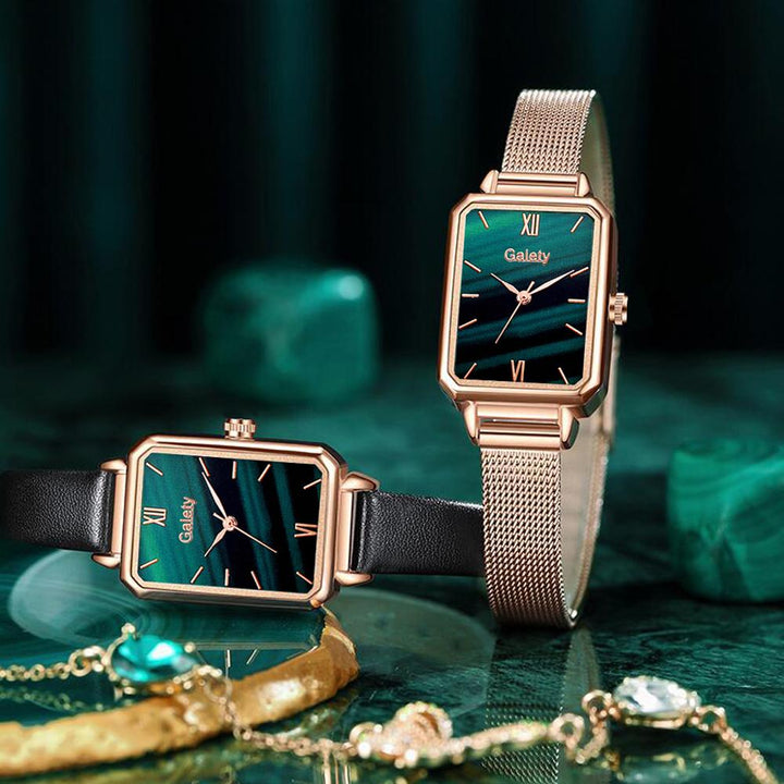 Relógio De Pulso Quadrado Feminino Quartzo Com Pulseira Lanus Store 