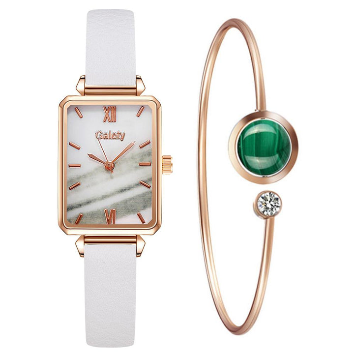 Relógio De Pulso Quadrado Feminino Quartzo Com Pulseira Lanus Store Pulseira Branca Fundo Branco 