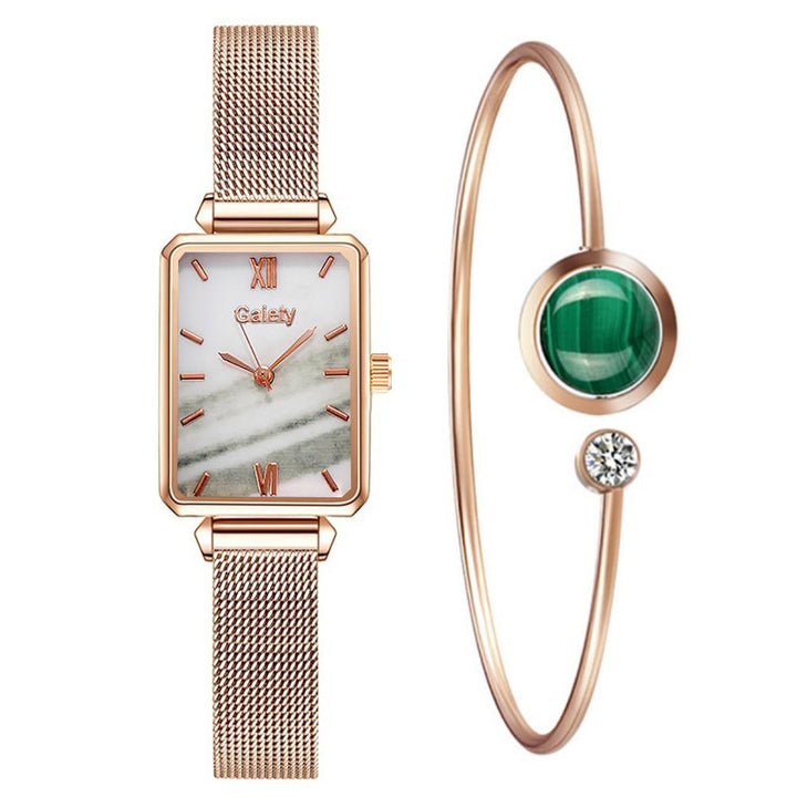 Relógio De Pulso Quadrado Feminino Quartzo Com Pulseira Lanus Store Pulseira de Metal Fundo Branco 