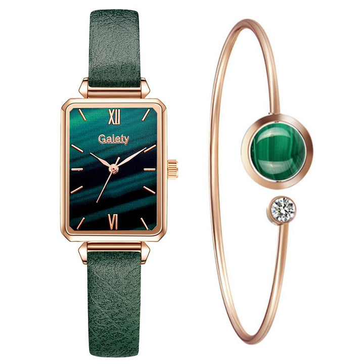 Relógio De Pulso Quadrado Feminino Quartzo Com Pulseira Lanus Store Pulseira Verde Fundo Verde 