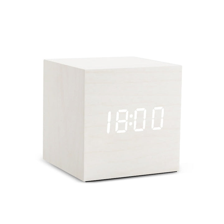 Relógio Digital de Madeira com Led de Mesa Pequeno Lanus Store Branco 