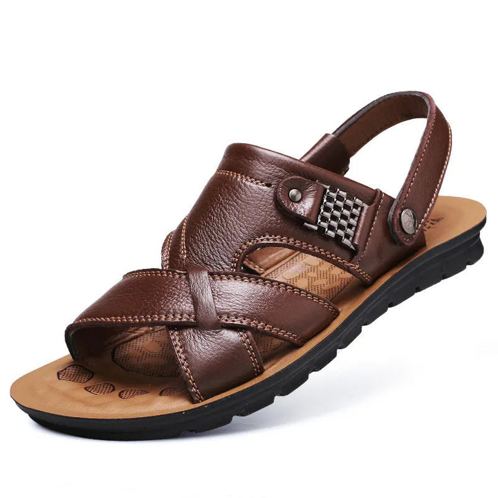 Sandália de Couro Masculina Legítimo - Moda Casual REF019 Lanus Store Sandália de Couro Masculina Marrom 36 