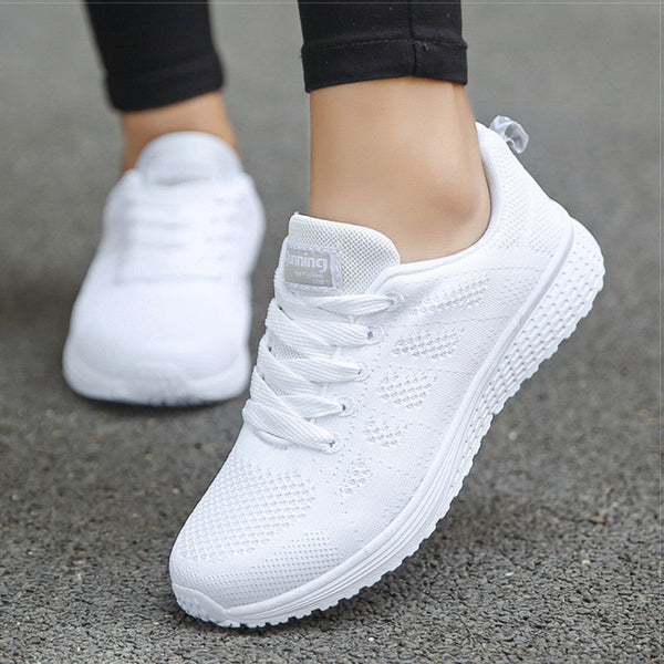 Tênis Feminino Vulcanizado de Malha Casual Para Corrida Lanus Store Tênis de Malha Branco 33 